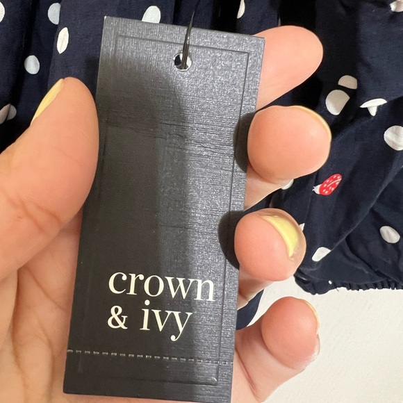 Crown & Ivy Navy Polka Dot with lady bugs Blouse size 3X - Picture 11 of 12